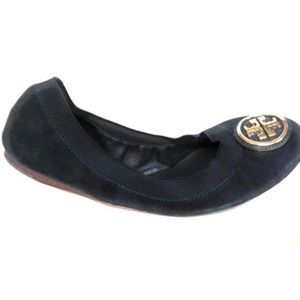 Tory Burch Caroline 2 Soho Suede Navy Ballet Flats